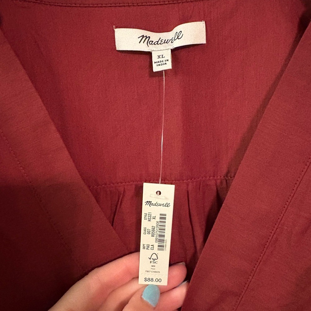 Madewell Deep Red V-Neck Top